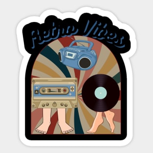 Retro Vibes Cassette and Record 80's and 70's theme Sticker